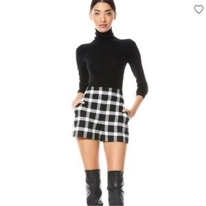 Alice + Olivia Black and White Plaid Shorts